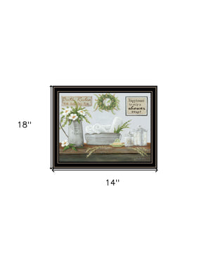 Homeroots Fresh Towels Framed Print Wall Art - Rustic Decor For Modern Farmhouse Style, 14"X18" Accents Black And Gold Wood 529679