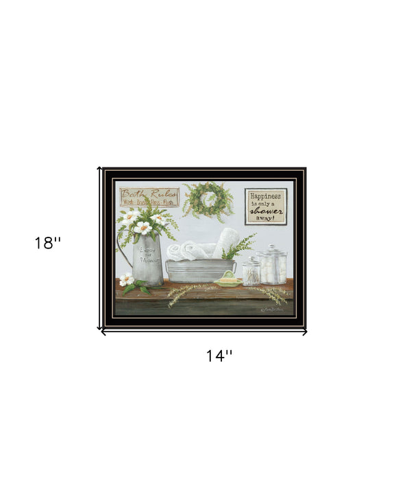 Homeroots Fresh Towels Framed Print Wall Art - Rustic Decor For Modern Farmhouse Style, 14"X18" Accents Black And Gold Wood 529679