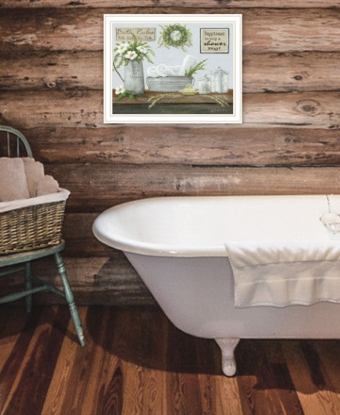 Homeroots Fresh Towels Framed Print Wall Art - Rustic Decor For Modern Farmhouse Style, 14"X18" Accents White Wood 529680