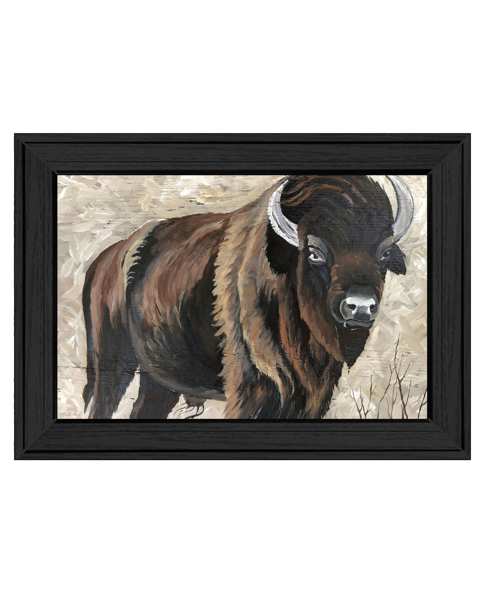 Homeroots The Boss Bison Only Black Framed Print Wall Art  Wood 529697