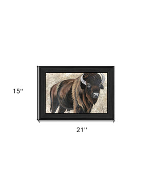 Homeroots The Boss Bison Only Black Framed Print Wall Art  Wood 529697