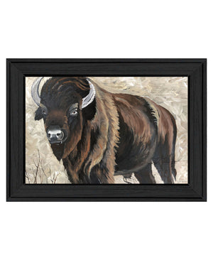 Homeroots The Boss Bison Only Black Framed Print Wall Art  Wood 529697