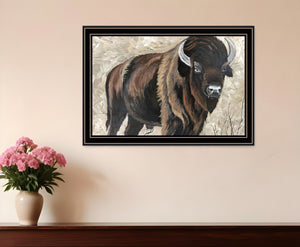 Homeroots The Boss Bison Only Black Framed Print Wall Art Black And Gold Wood 529699