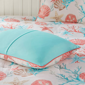 English Elm 7 Pebble Beach Cotton Sateen Comforter Set Queen – Coastal Shell & Starfish Print, Hypoallergenic OEKO-TEX Certified Coral 23.62 L x 18.9 W x 16.93 H B03596889