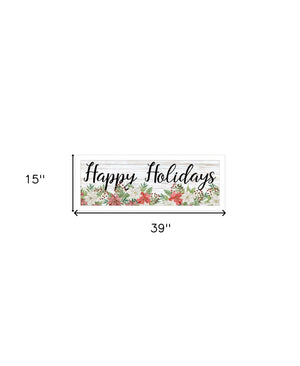HomeRoots Happy Holiday White Framed Print Wall Art – Rustic Charm for Modern Farmhouse Decor & Easy Installation 529701
