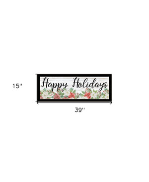 HomeRoots Happy Holiday Black Framed Print Wall Art - Rustic Charm for Farmhouse Décor & Seasonal Style 529704