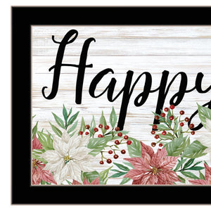 HomeRoots Happy Holiday Black Framed Print Wall Art - Rustic Charm for Farmhouse Décor & Seasonal Style 529704