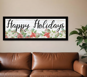 HomeRoots Happy Holiday Black Framed Print Wall Art - Rustic Charm for Farmhouse Décor & Seasonal Style 529704