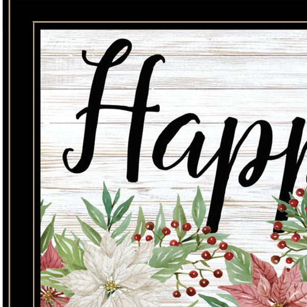 HomeRoots Happy Holiday Framed Print Wall Art - Vibrant Acrylic Reproduction for Rustic Modern Home Decor 529705