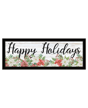 HomeRoots Happy Holiday Framed Print Wall Art - Vibrant Acrylic Reproduction for Rustic Modern Home Decor 529705