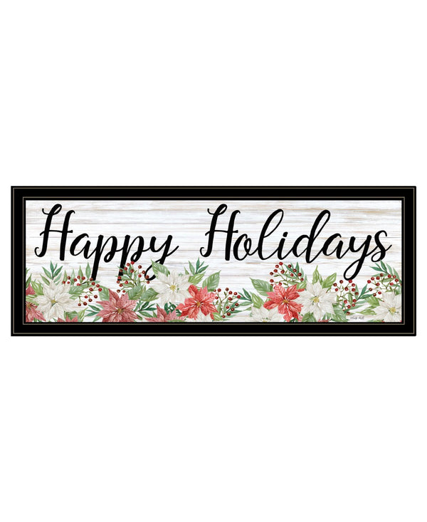 HomeRoots Happy Holiday Framed Print Wall Art - Vibrant Acrylic Reproduction for Rustic Modern Home Decor 529705