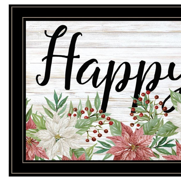 HomeRoots Happy Holiday Framed Print Wall Art - Vibrant Acrylic Reproduction for Rustic Modern Home Decor 529705