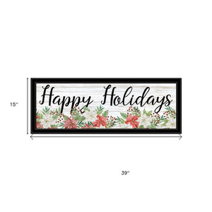 HomeRoots Happy Holiday Framed Print Wall Art - Vibrant Acrylic Reproduction for Rustic Modern Home Decor 529705