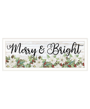 Homeroots Merry And Bright White Framed Print Wall Art White And Gold Wood 529707
