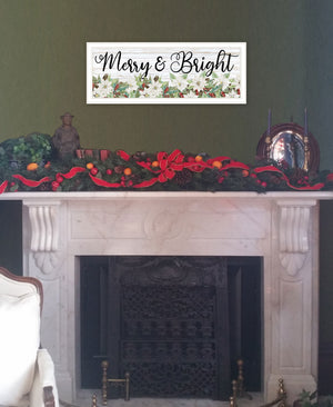 Homeroots Merry And Bright White Framed Print Wall Art White And Gold Wood 529707