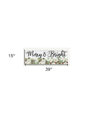 Homeroots Merry And Bright White Framed Print Wall Art White And Gold Wood 529707