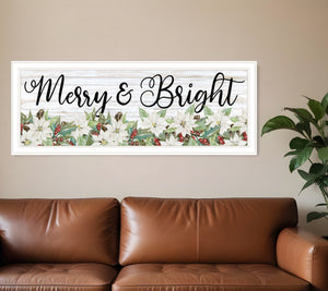 Homeroots Merry And Bright White Framed Print Wall Art White And Gold Wood 529707