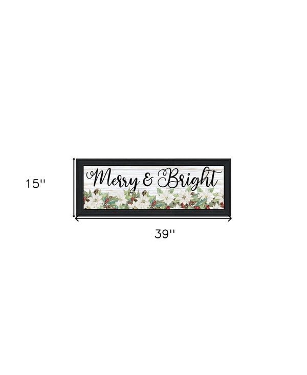 HomeRoots Merry Seasonal Black Framed Wall Art Print - Rustic Modern Farmhouse Decor for Any Space 529708