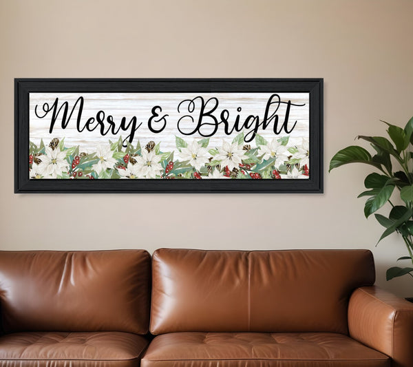 HomeRoots Merry Seasonal Black Framed Wall Art Print - Rustic Modern Farmhouse Decor for Any Space 529708