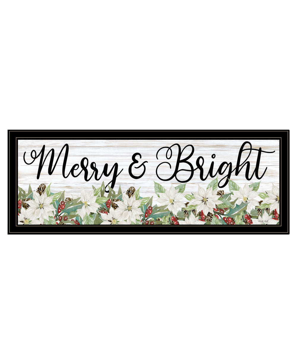 Homeroots Merry And Bright Black Framed Print Wall Art Black And Gold Wood 529709