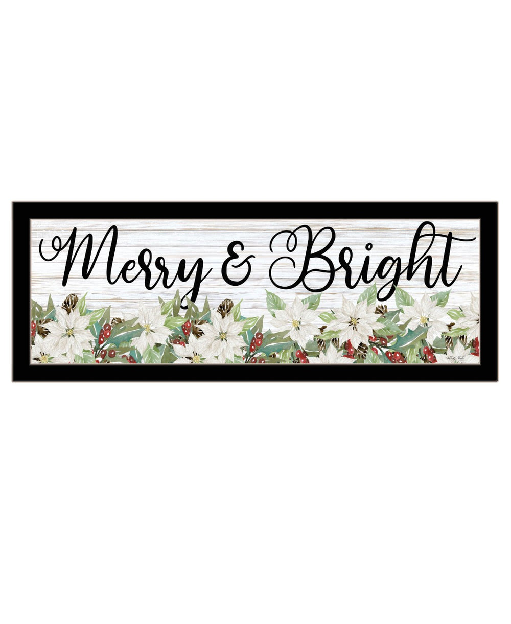HomeRoots Merry and Bright Framed Print Wall Art for a Warm, Rustic Touch in Your Home Decor and Style Black 529710