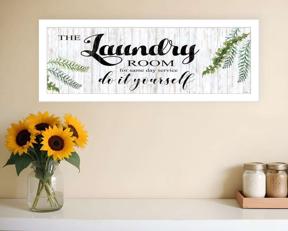 Homeroots The Laundry Room White Framed Print Laundry Wall Art  Wood 529711