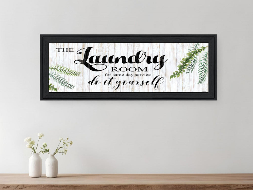 HomeRoots The Laundry Room Rustic Modern Wall Art Print - Eco-Friendly Framed Decor for Laundry Spaces Charcoal 529713