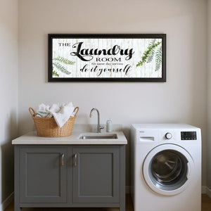 HomeRoots The Laundry Room Rustic Modern Wall Art Print - Eco-Friendly Framed Decor for Laundry Spaces Black and Gold 529715