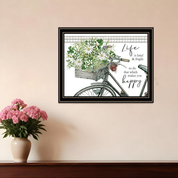 Homeroots Do That Which Makes You Happy Inspiring Framed Print Wall Art For Modern Rustic Home Decor Black And Gold Wood 529740