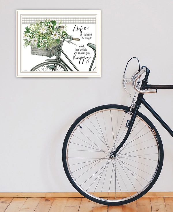 Homeroots Do That Which Makes You Happy Inspiring Framed Print Wall Art For Modern Rustic Home Decor White Wood 529741