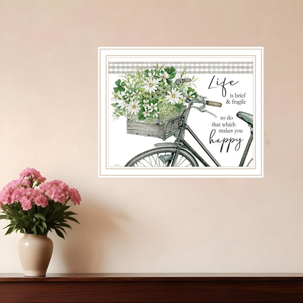 Homeroots Do That Which Makes You Happy Inspiring Framed Print Wall Art For Modern Rustic Home Decor White Wood 529741