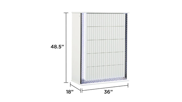 English Elm Fabio Contemporary Queen 5Pc Bedroom Set With Led Lighting, Diamond Accents & White Wood Finish P1 B009S01809-GIGA