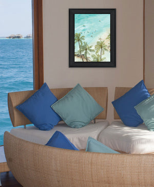 Homeroots Surfing From Afar Black Framed Print Wall Art - Rustic Home Decor For A Chic Farmhouse Vibe  Wood 529750