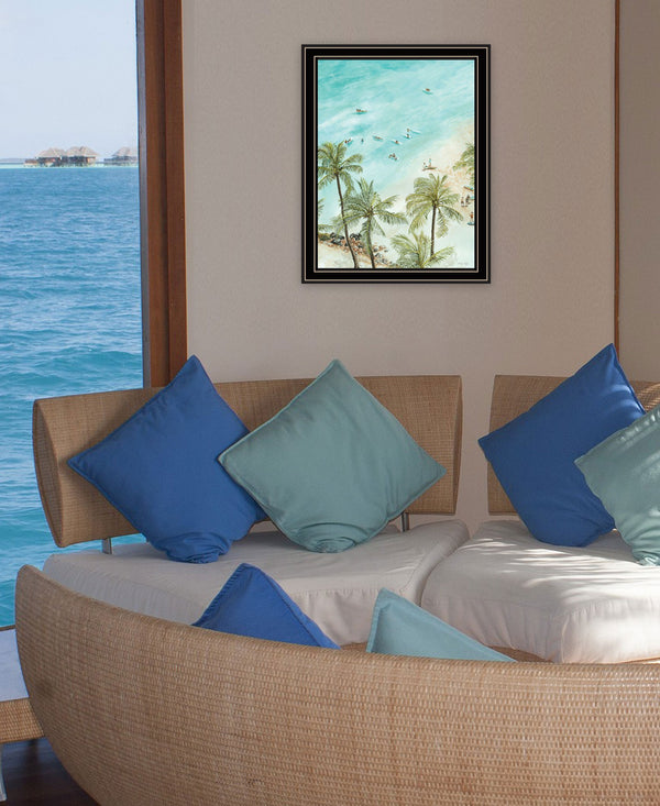 Homeroots Surfing From Afar Wall Art - Unique Black Framed Print For Rustic Modern Home Decoration And Style Black And Gold Wood 529751