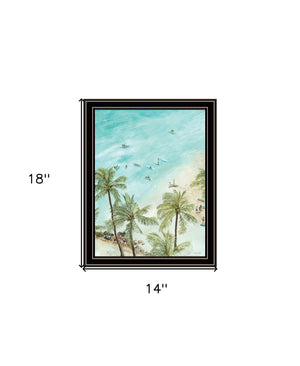 Homeroots Surfing From Afar Wall Art - Unique Black Framed Print For Rustic Modern Home Decoration And Style Black And Gold Wood 529751