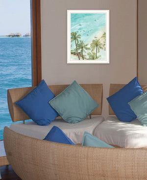 Homeroots Surfing From Afar Wall Art - Unique Black Framed Print For Rustic Modern Home Decoration And Style White Wood 529752