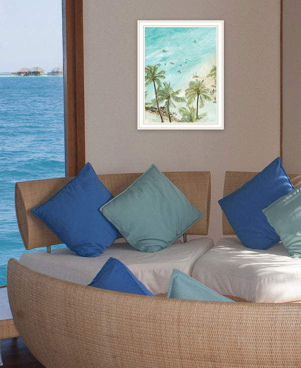 Homeroots Surfing From Afar Wall Art - Unique Black Framed Print For Rustic Modern Home Decoration And Style White Wood 529752