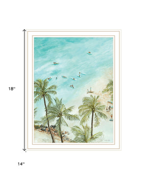 Homeroots Surfing From Afar Wall Art - Unique Black Framed Print For Rustic Modern Home Decoration And Style White Wood 529752