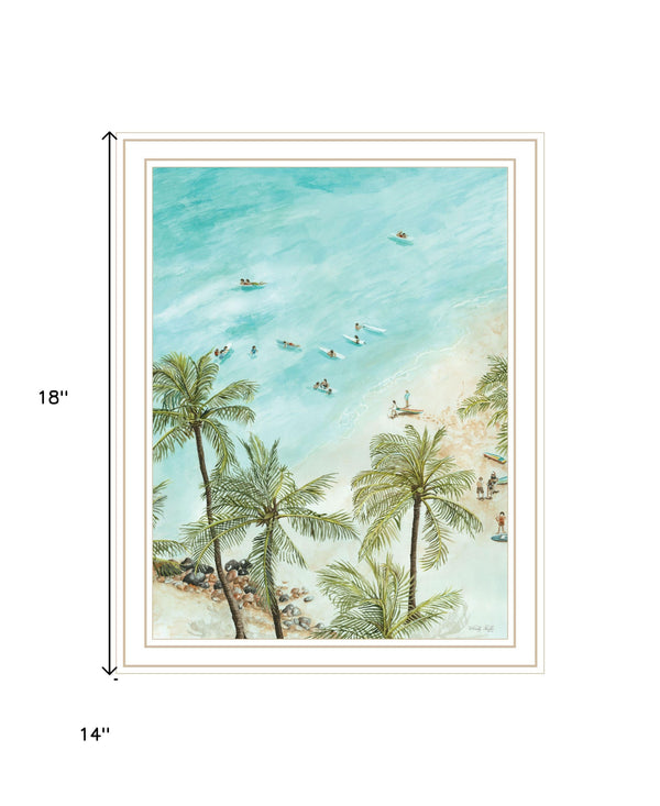 Homeroots Surfing From Afar Wall Art - Unique Black Framed Print For Rustic Modern Home Decoration And Style White Wood 529752