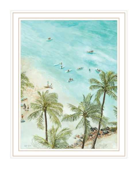 Homeroots Surfing From Afar Wall Art - Unique Black Framed Print For Rustic Modern Home Decoration And Style White Wood 529752