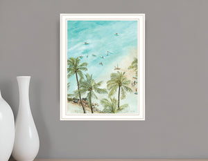Homeroots Surfing From Afar Wall Art - Unique Black Framed Print For Rustic Modern Home Decoration And Style White Wood 529752