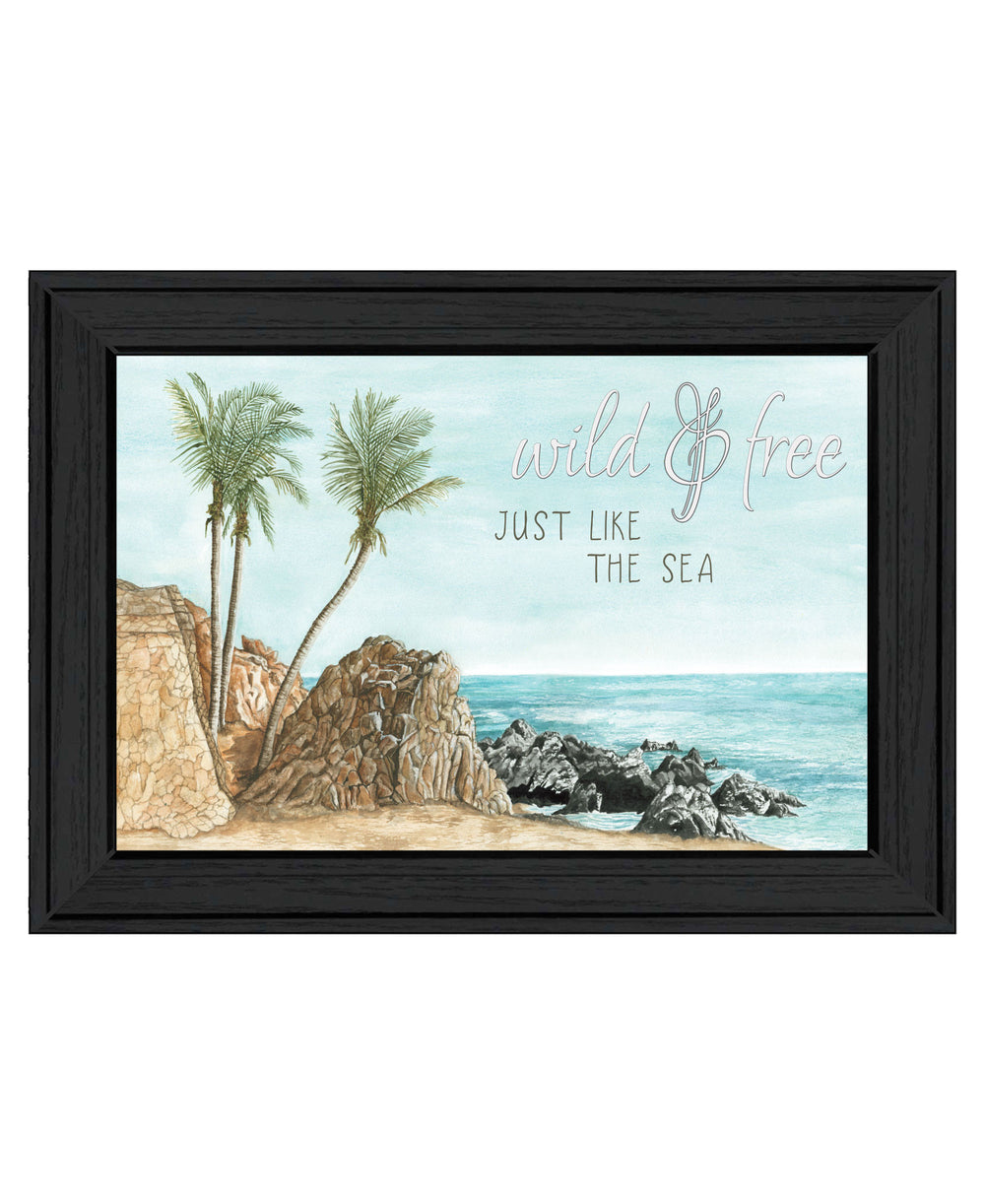Homeroots Wild And Free Just Like The Sea Black Framed Print Wall Art  Wood 529753
