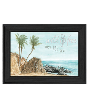 Homeroots Wild And Free Just Like The Sea Black Framed Print Wall Art  Wood 529753
