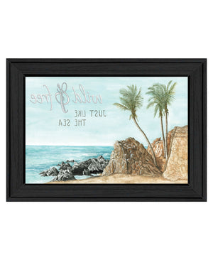 Homeroots Wild And Free Just Like The Sea Black Framed Print Wall Art  Wood 529753