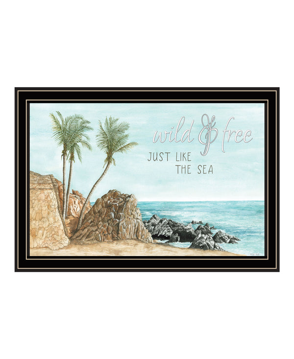 Homeroots Wild And Free Just Like The Sea Black Framed Print Wall Art Black And Gold Wood 529754