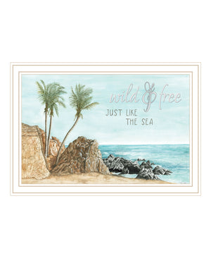 Homeroots Wild And Free Just Like The Sea White Framed Print Wall Art White Wood 529755