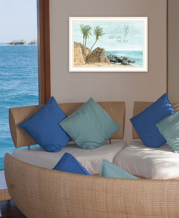 Homeroots Wild And Free Just Like The Sea White Framed Print Wall Art White Wood 529755