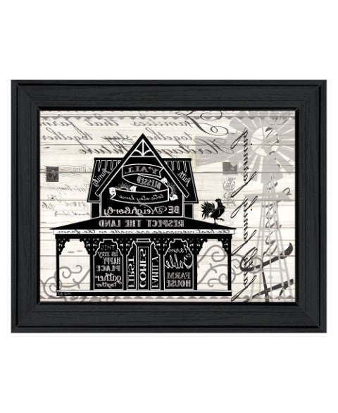 Homeroots Y'all Blessed Farmhouse Black Framed Wall Art – Rustic Decor For Modern Home Styling & Vibe  Wood 529764