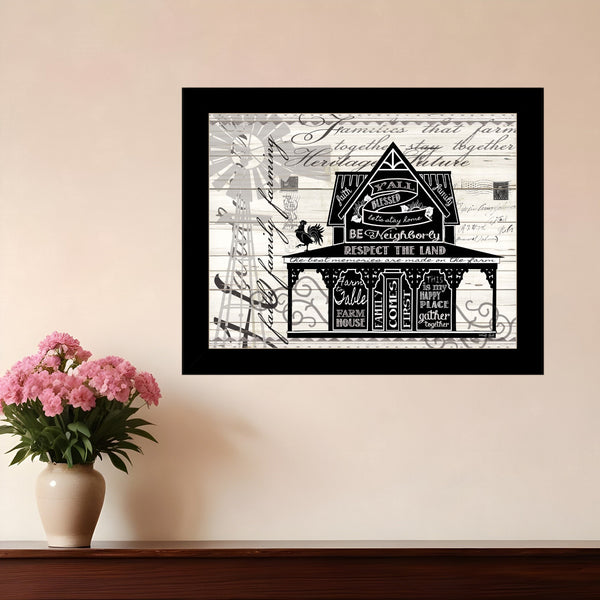 Homeroots Y'all Blessed Farmhouse Rustic Wall Art Print – Stylish Framed Decor For Modern Home Aesthetics Black Wood 529765