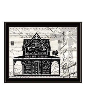 Homeroots Y'all Blessed Farmhouse Rustic Wall Art Print – Stylish Framed Decor For Modern Home Aesthetics Black And Gold Wood 529766